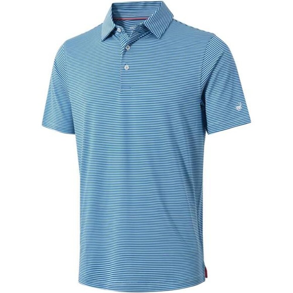 Mens Golf Moisture Wicking Dry Fit Performance Sport Short Sleeve Striped Shirt